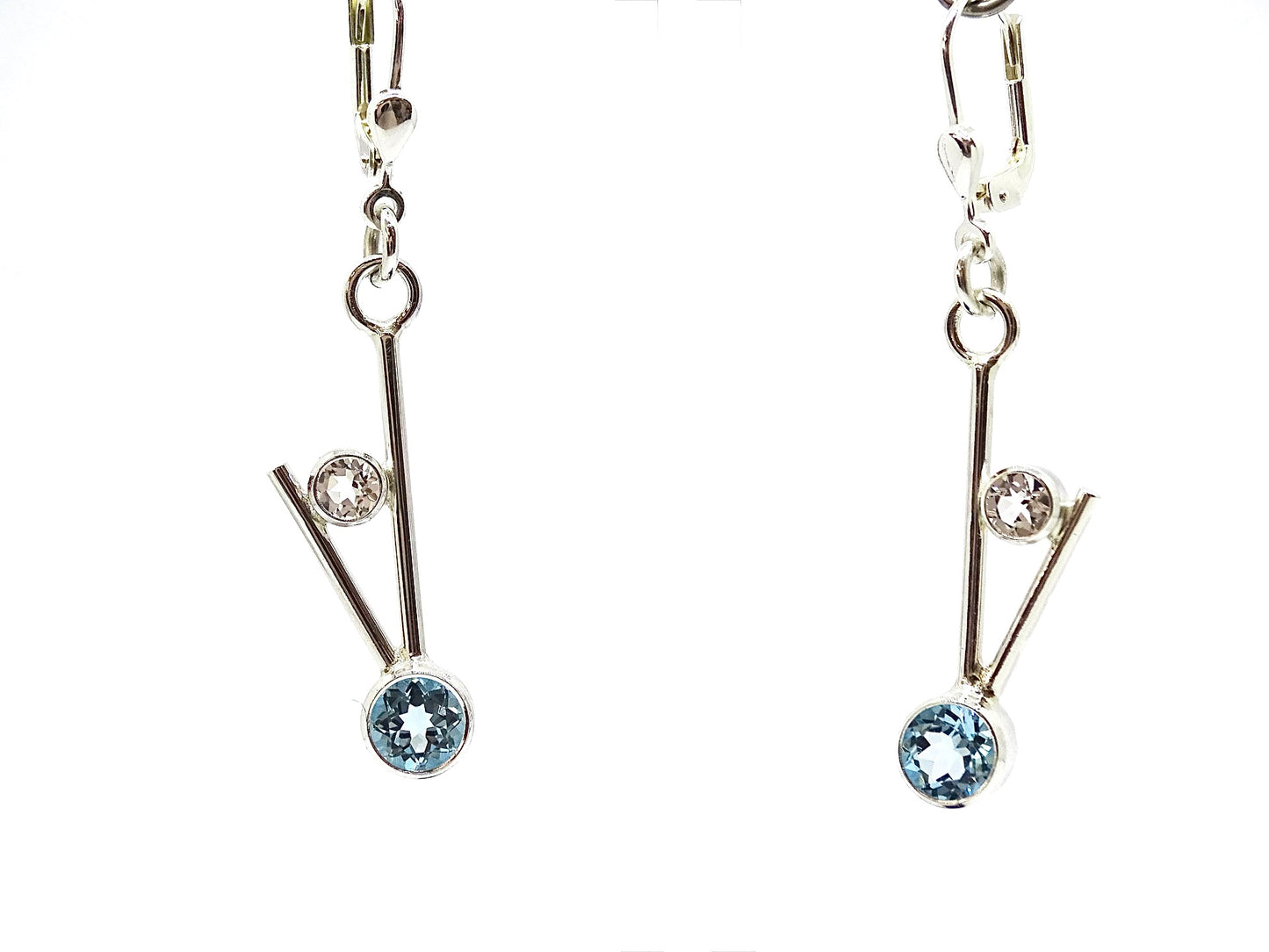 Sky blue Topaz & white Topaz earrings.