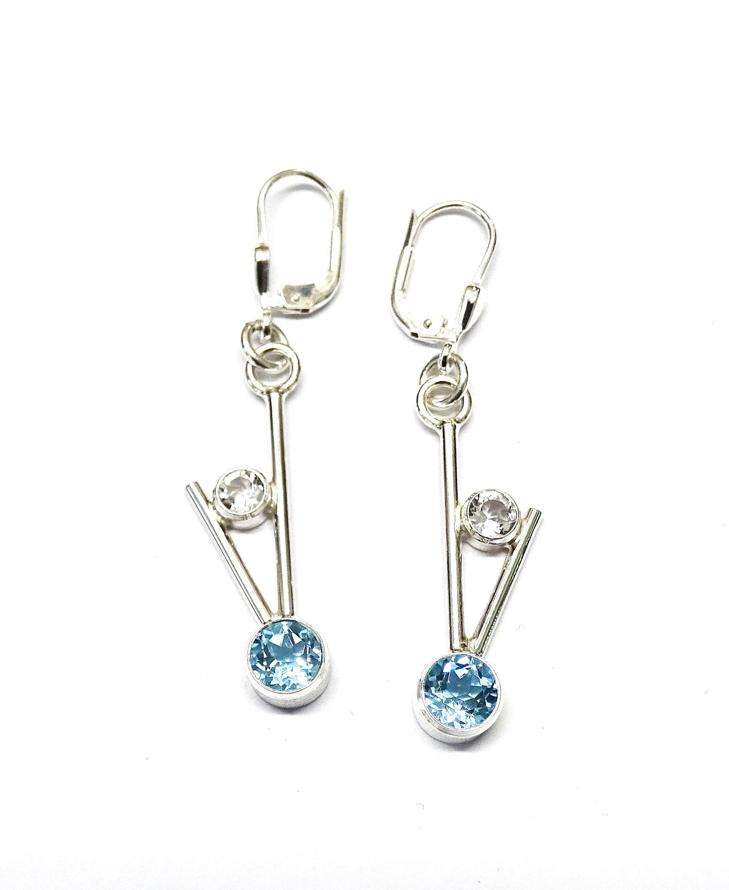 Sky blue Topaz & white Topaz earrings.