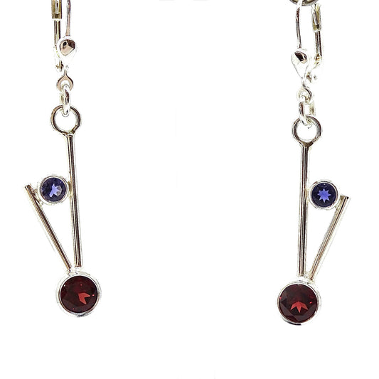 Garnet and Iolite earring.