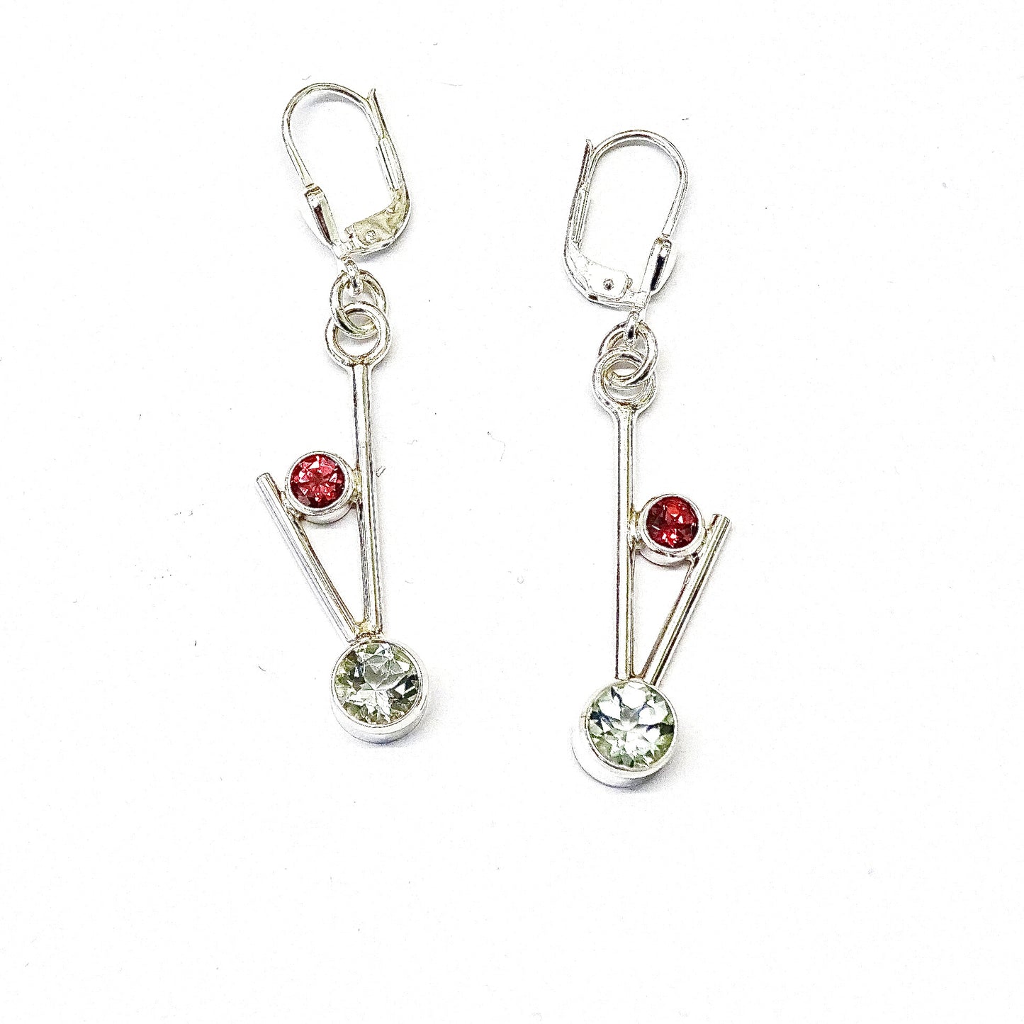 Mint Quartz & Rhodolite earrings.