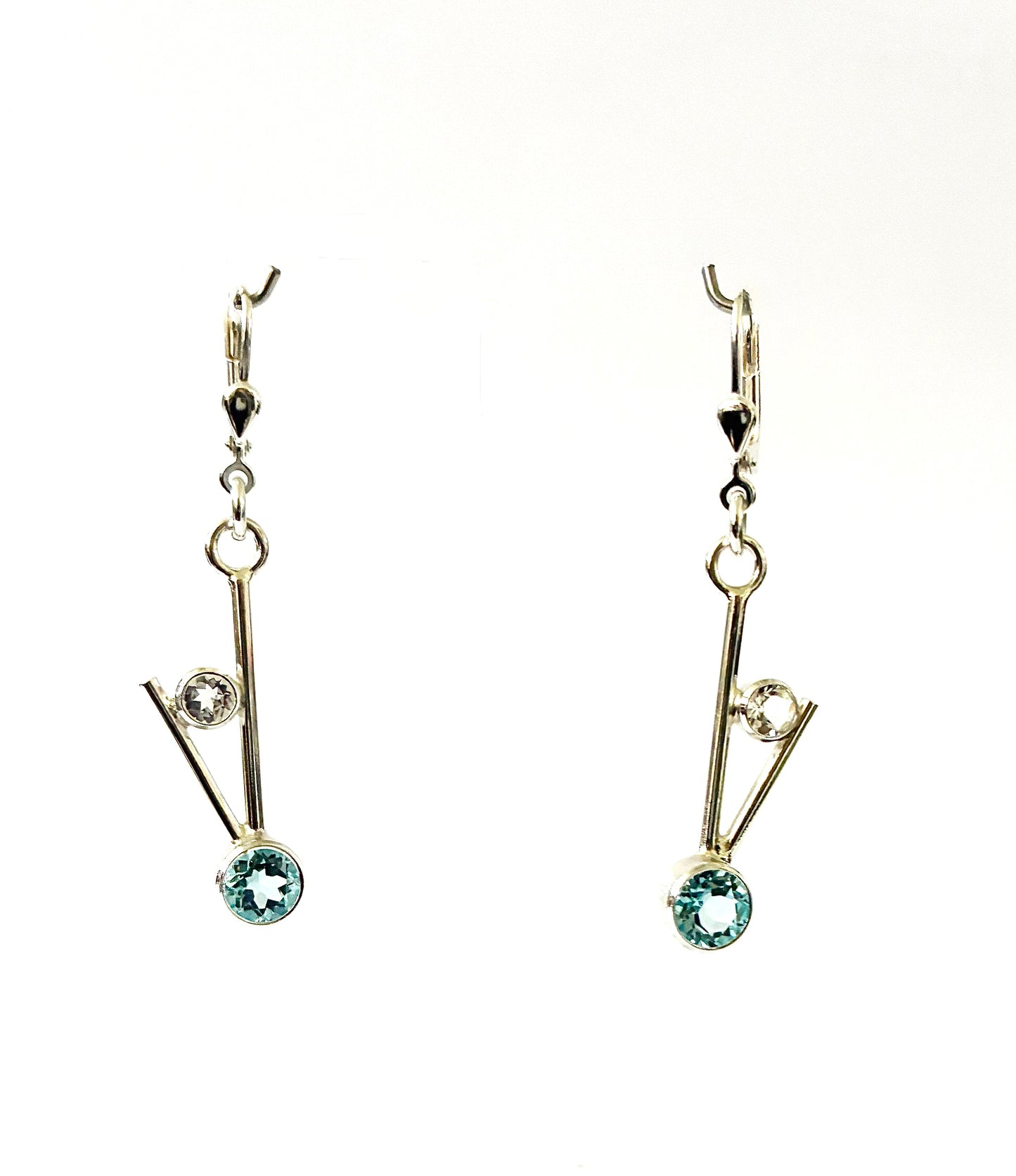 Sky blue Topaz & white Topaz earrings.
