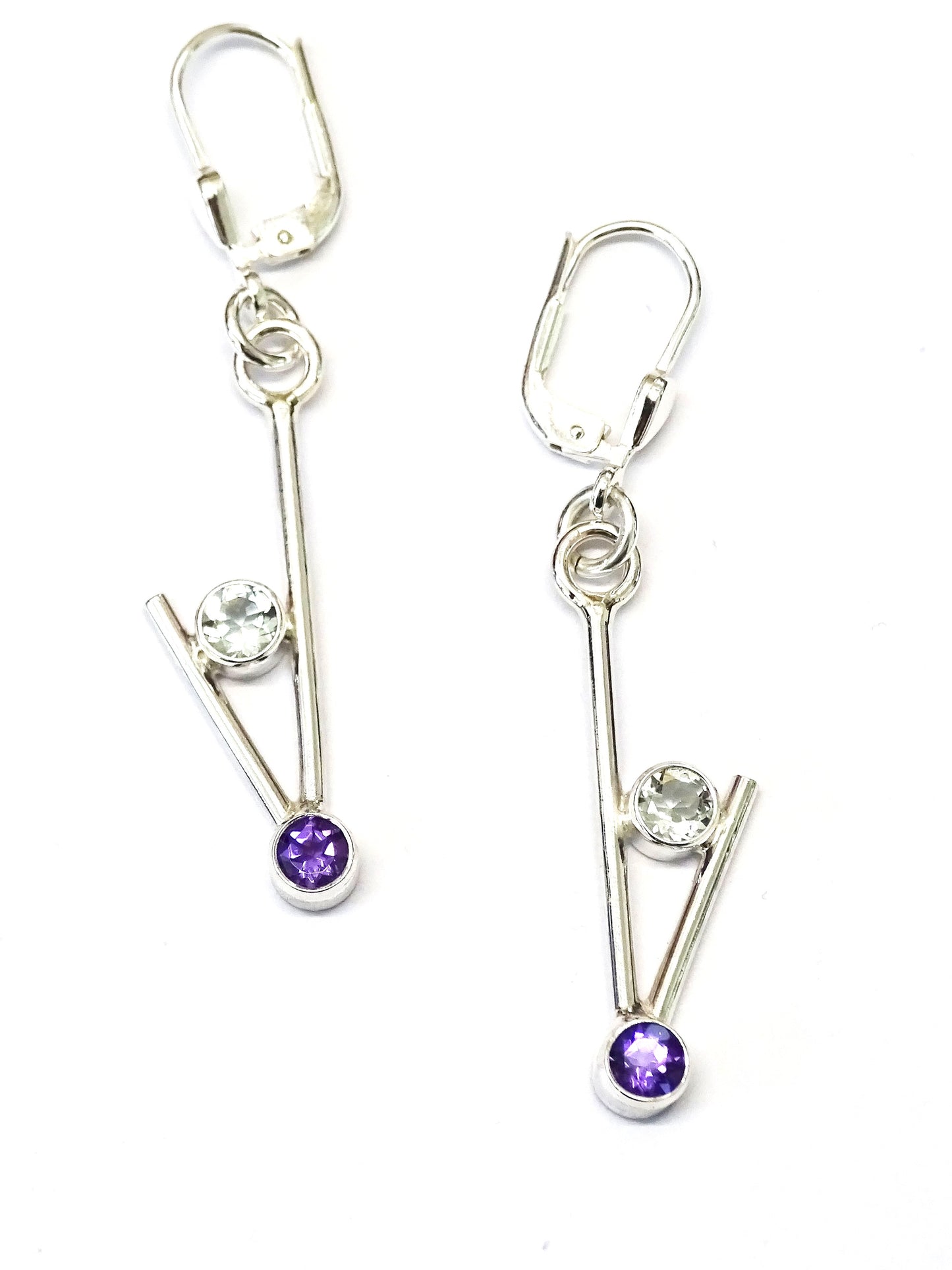 Amethyst & mint quartz earrings.