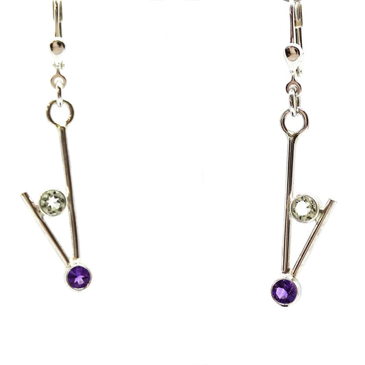 Amethyst & mint quartz earrings.