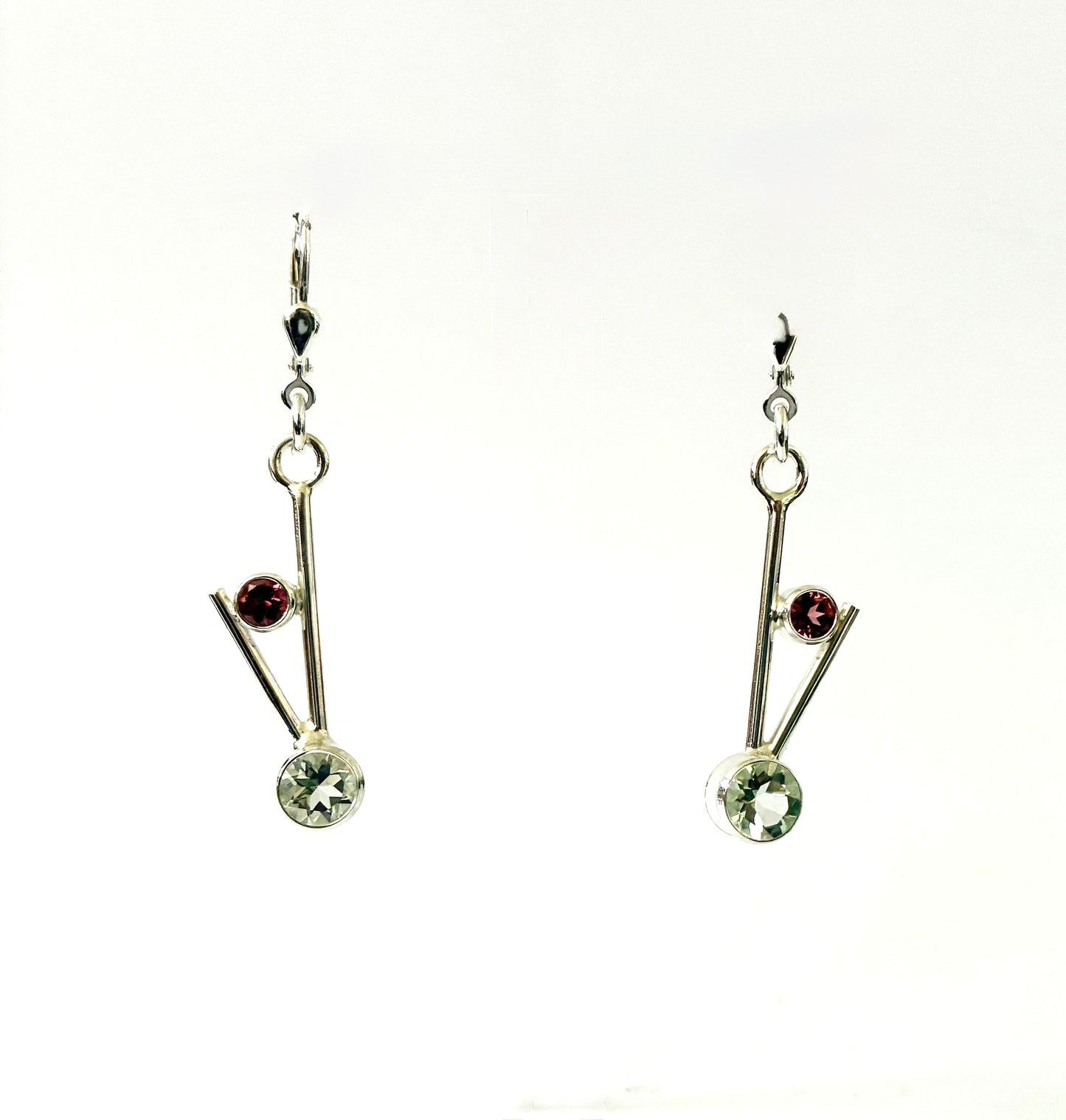 Mint Quartz & Rhodolite earrings.
