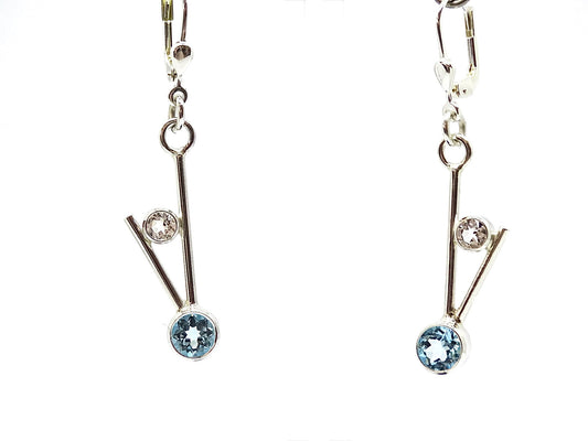 Sky blue Topaz & white Topaz earrings.