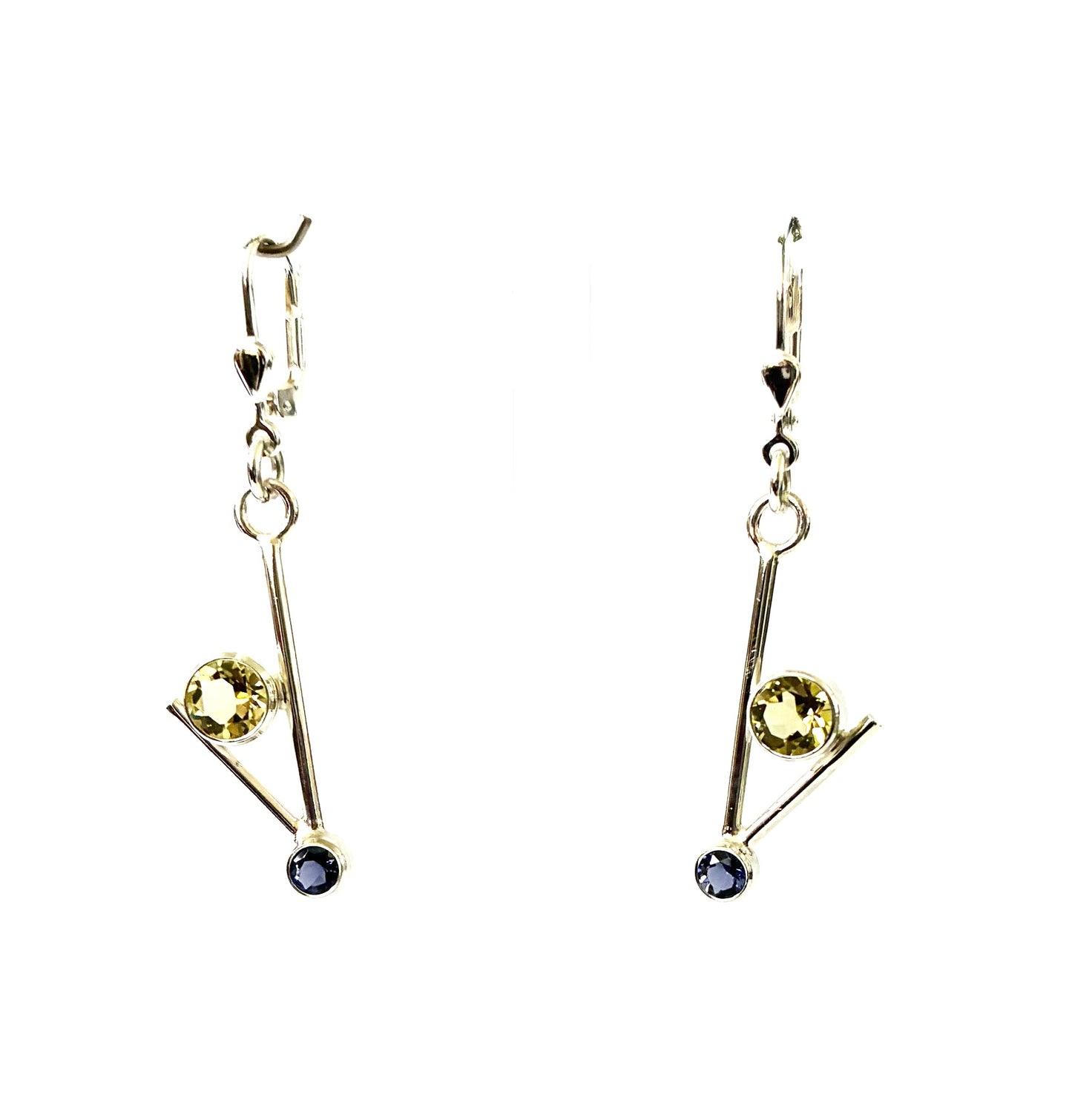 Lemon Quartz & Iolite earrings.