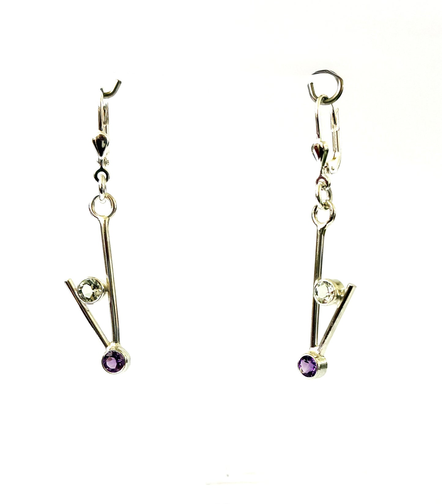 Amethyst & mint quartz earrings.