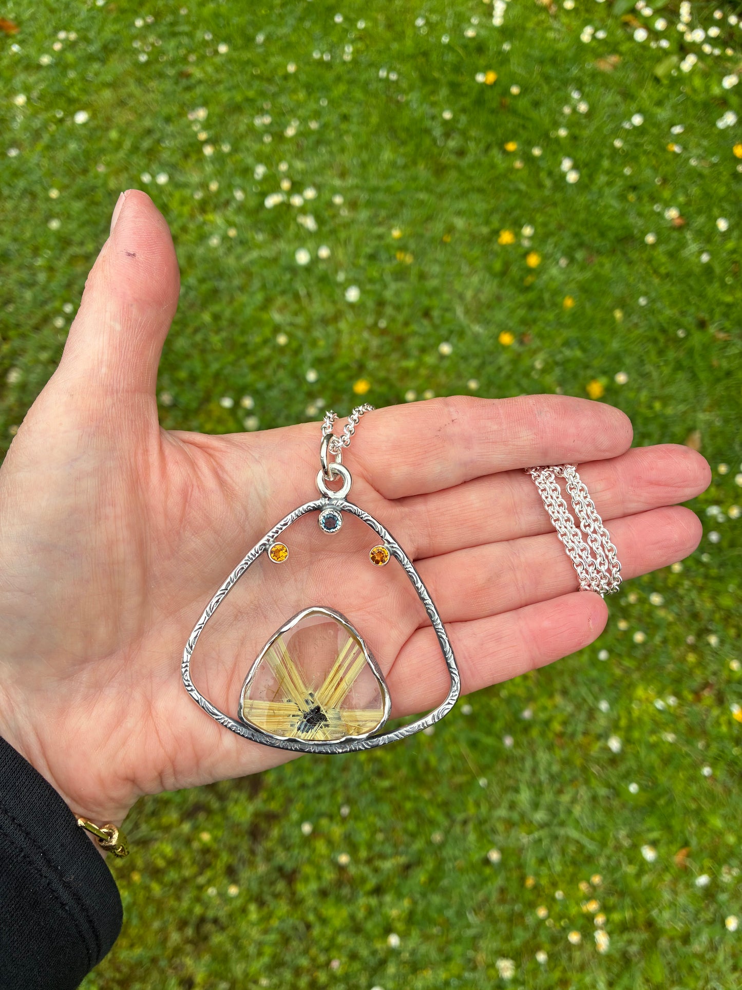 Pendant. Rutile Quartz; Citrine & Topaz.