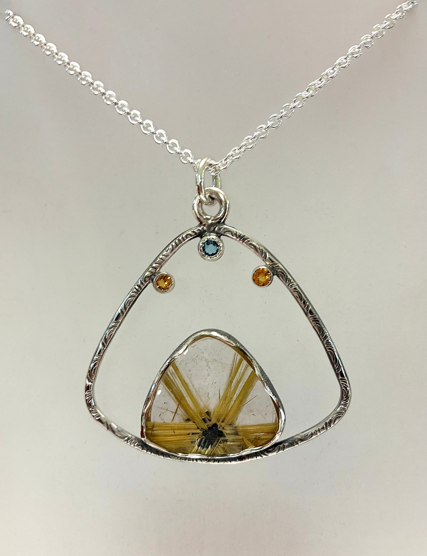 Pendant. Rutile Quartz; Citrine & Topaz.