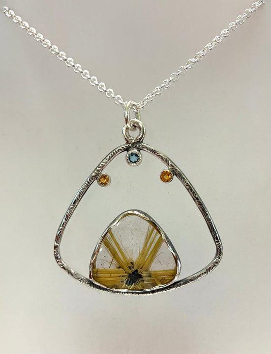 Pendant. Rutile Quartz; Citrine & Topaz.